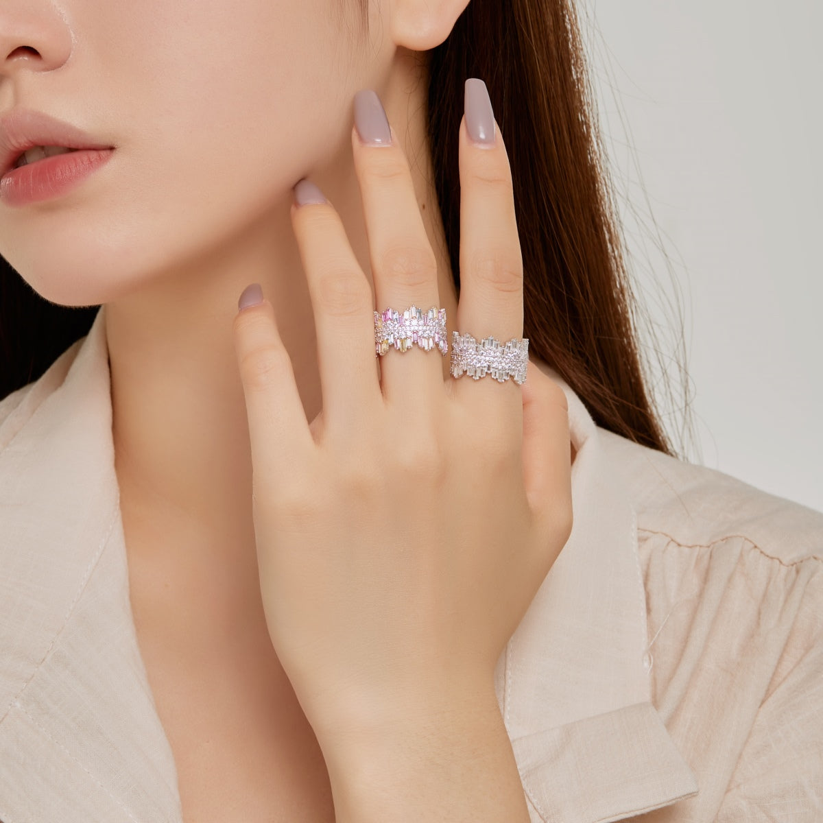 [Vivid Aurora]Luxurious Colorful Radiant Cut Daily Ring