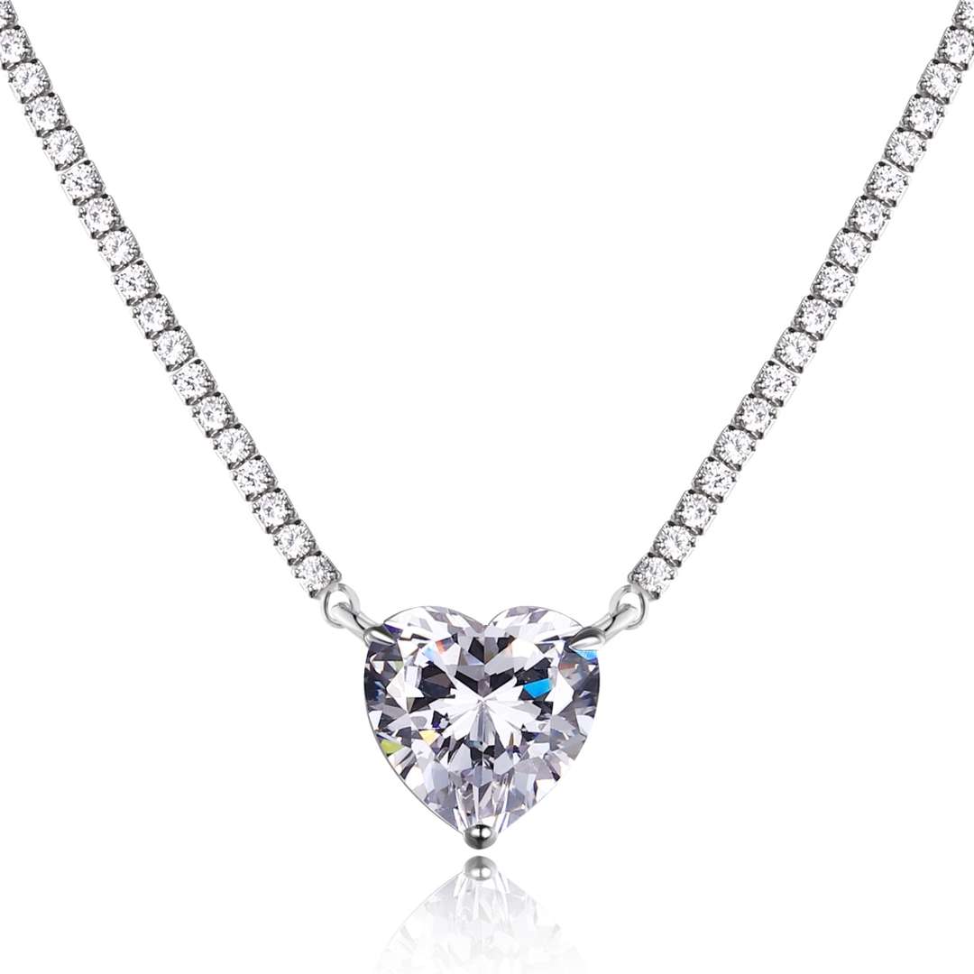 [Vivid Aurora]8.0 Carat Versatile Colorful Sweet Heart-Shaped Tennis Necklace