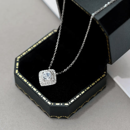 [Vivid Aurora]Sparkling Asscher Cut Necklace